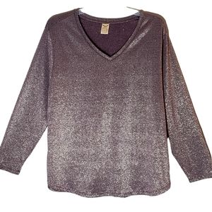 Faded Glory women’s plus size 3X purple pearl print v neck pullover blouse. 641